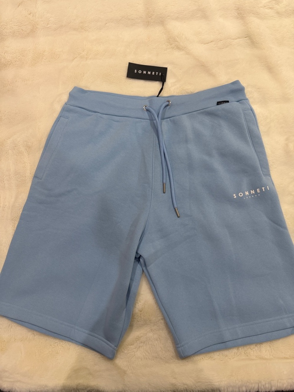 Men's Light Blue Drawstring Shorts